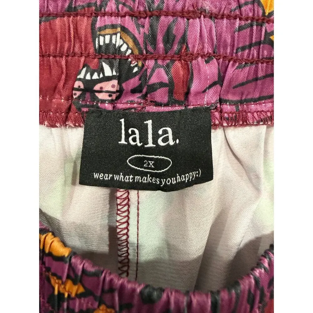 Dressed in Lala Go Get 'Em Tiger Print Satin Wide Leg Pants Women's 2X Plus Size